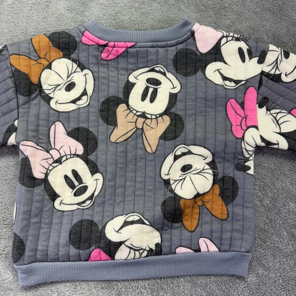 Disney Minnie Mouse Baby Toddler‎ Gray Quilted Sweatshirt Pullover Top 24M